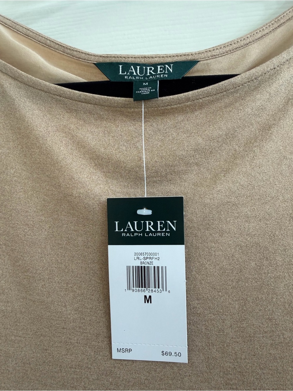 Lauren Ralph Lauren women’s Metallic Bronze Color Crewneck Top Size M
